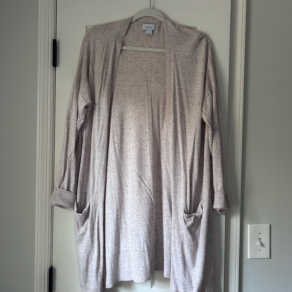 Old Navy Women's Light Tan Open Front Long Cardigan